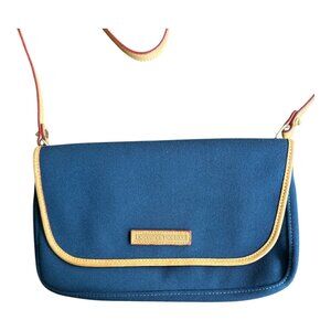 DOONEY & BOURKE NAVY BLUE FABRIC CROSSBODY PURSE FRONT FLAP INTERIOR POCKET